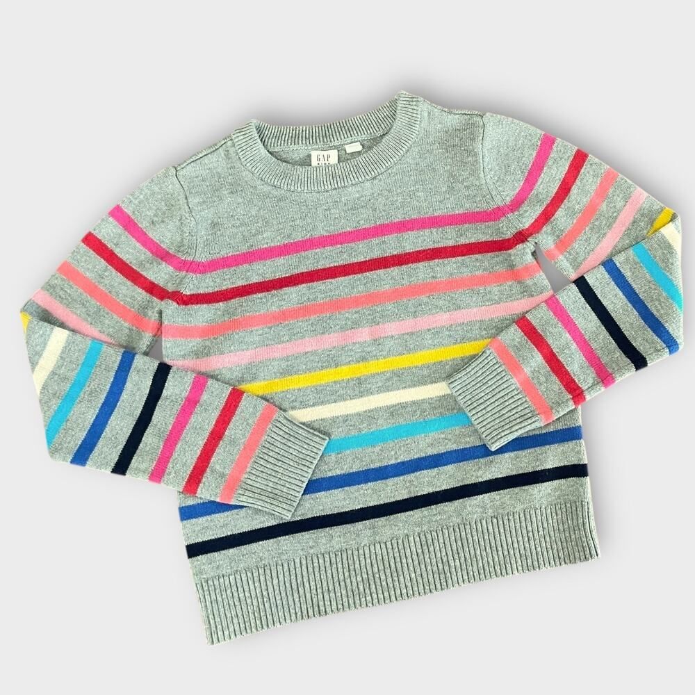 Gap Kids Striped Crewneck Sweater Size L Navy Blue White Classic Cozy Pullover